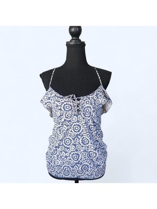 American Eagle Outfitters Tops - Vintage Y2K American Eagle Boho Blue Floral Tank Medium 🌿